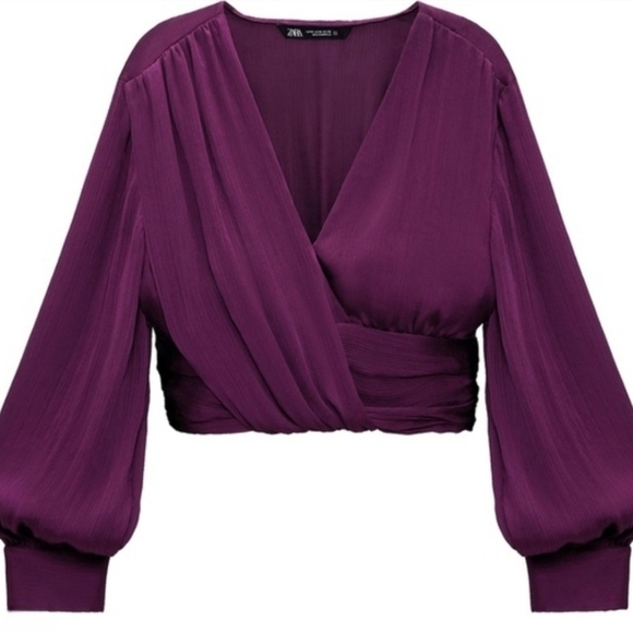 🇪🇦 Zara Purple Knotted Surplice Chiffon Blouse - Picture 15 of 16